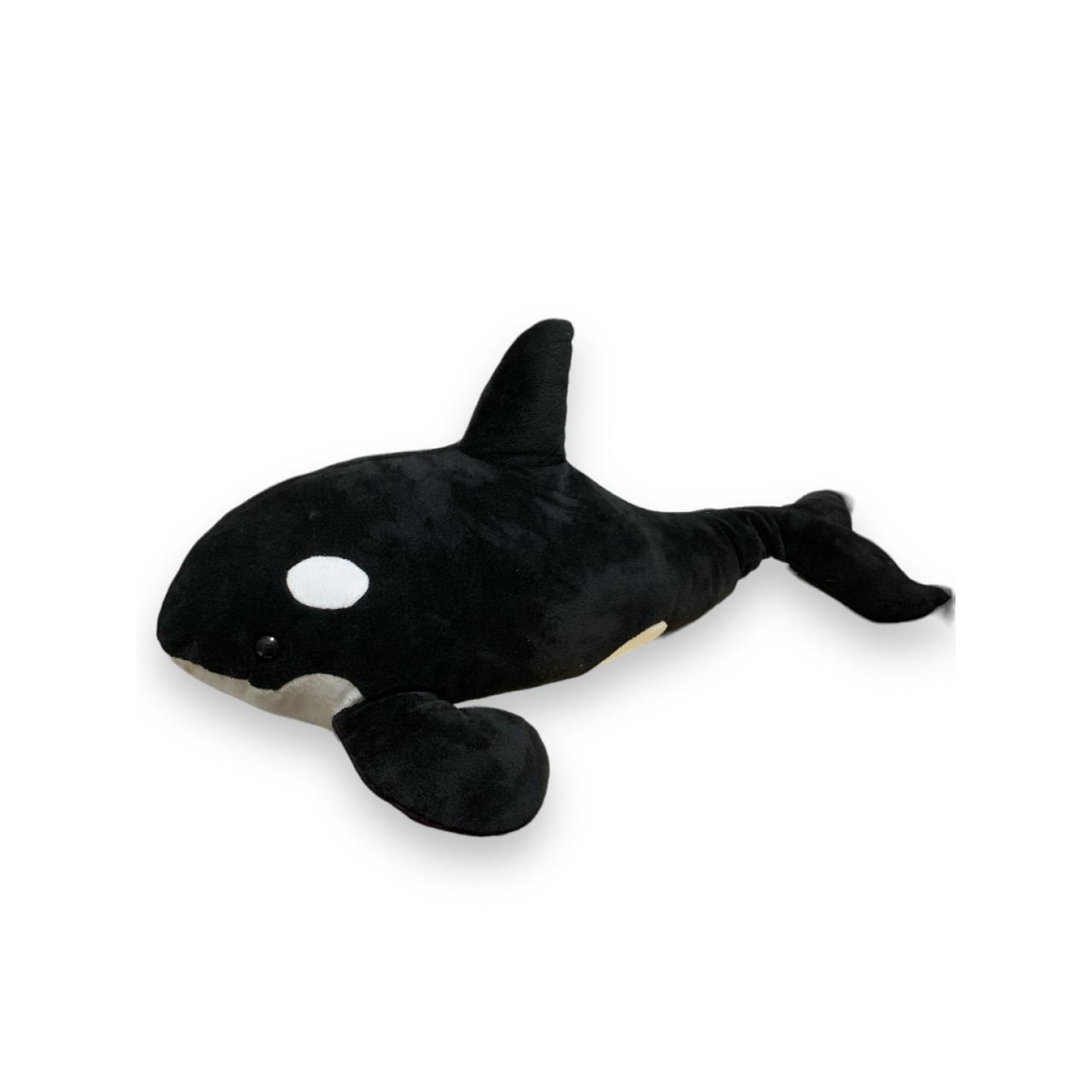 Baleia Orca de Pelúcia Realista - Preto - Branco,Preto - i9festas