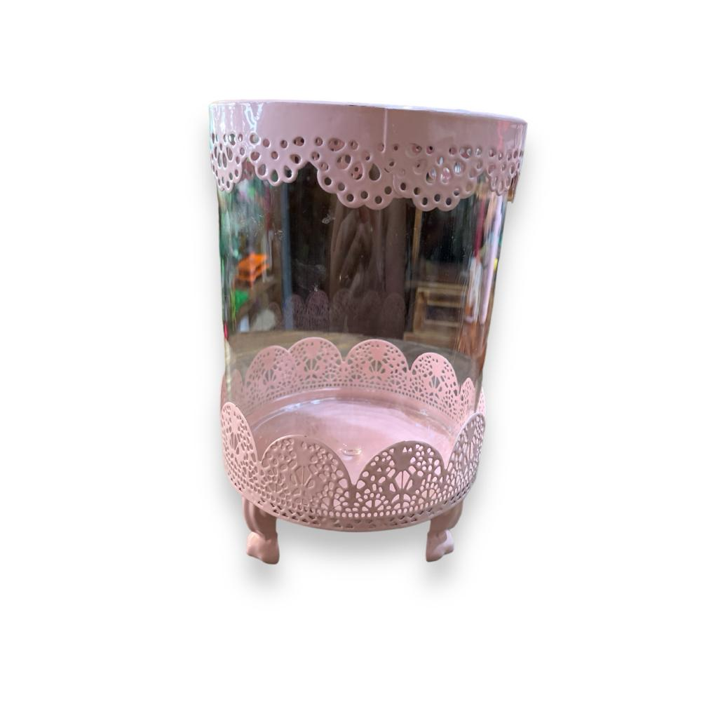 Bomboniere de Metal Com Vidro - Rosa Candy - Rosa Candy - i9festas