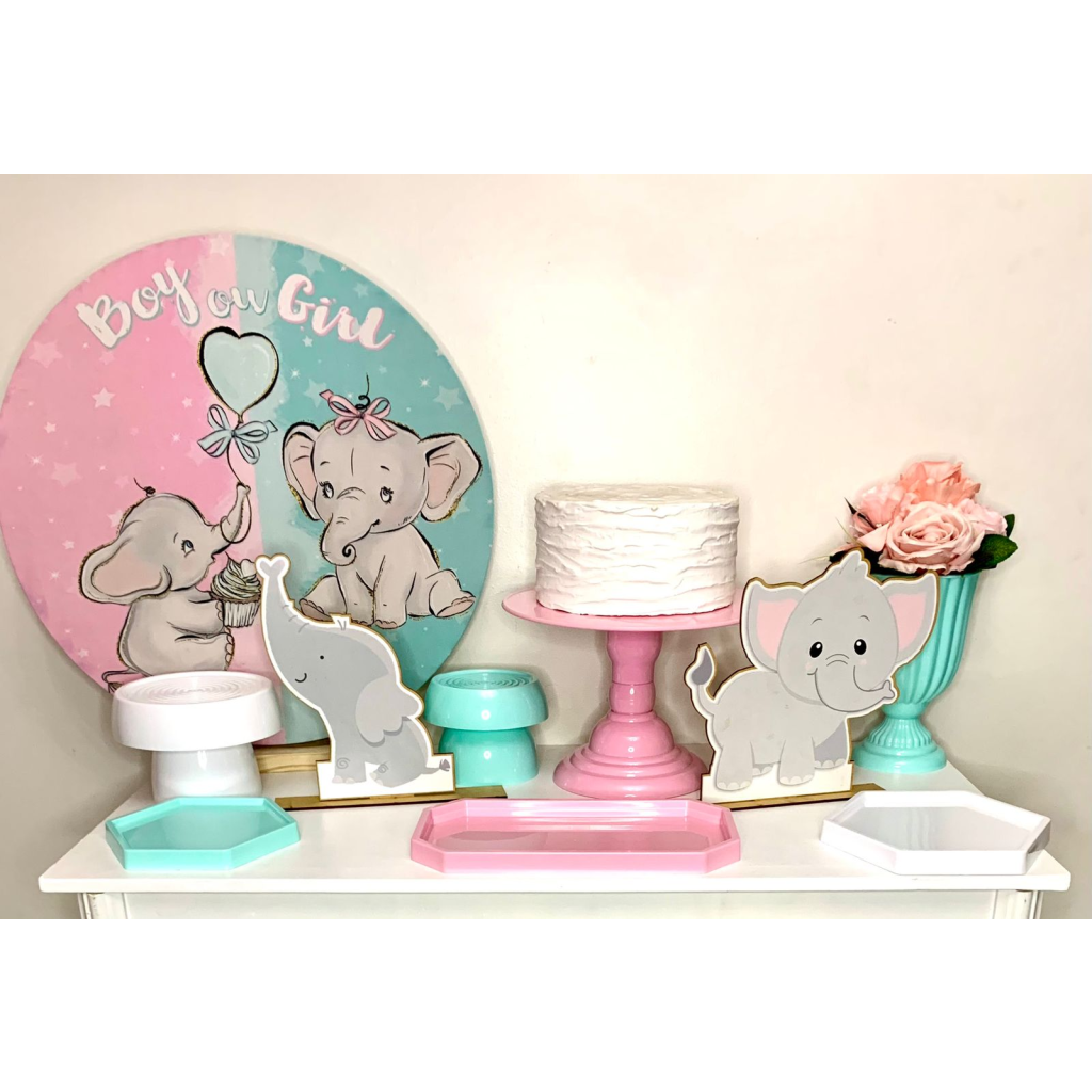 Kit Pegue Monte Mini Festa - Chá Revelação de Elefante - i9festas