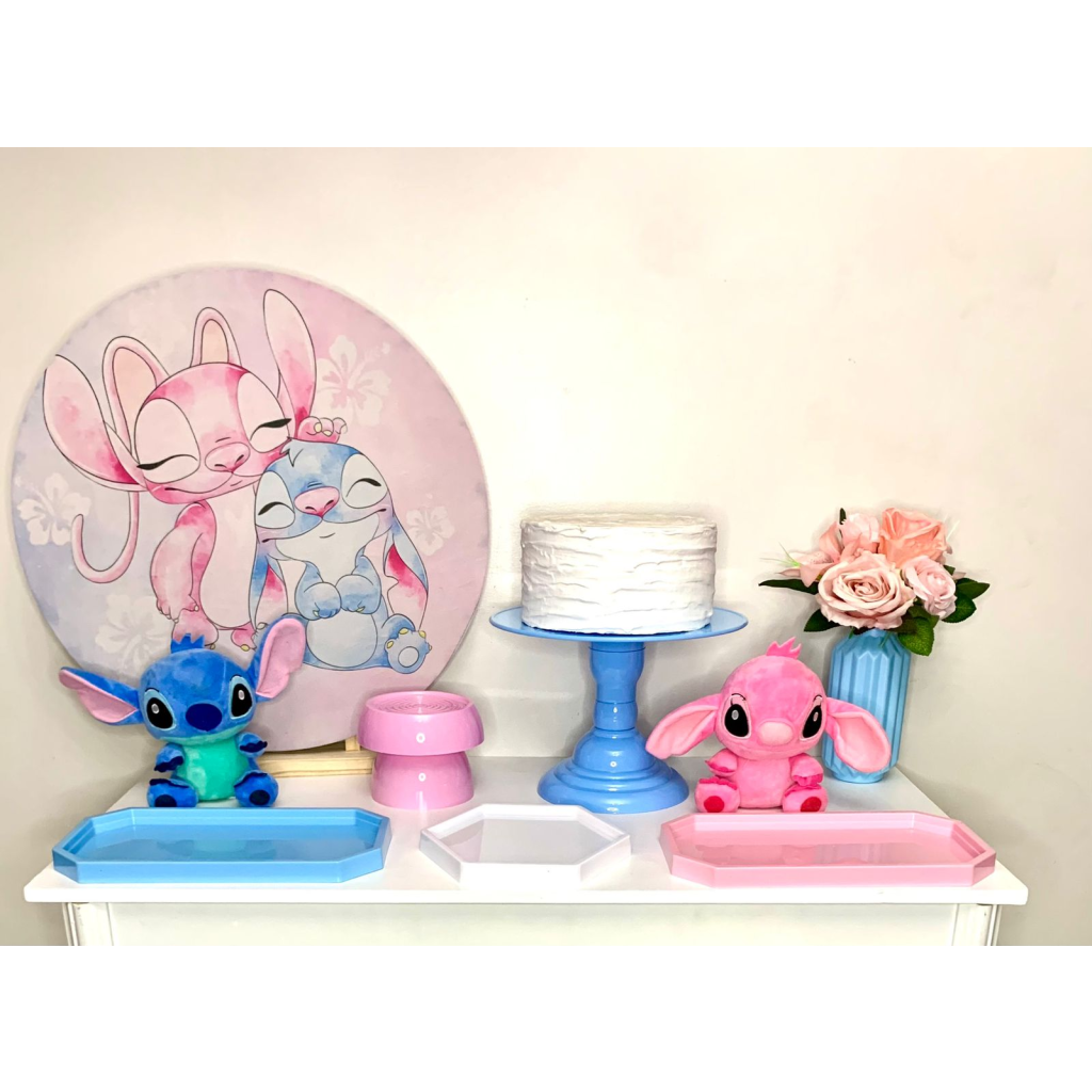 Kit Pegue Monte Mini Festa - Stitch E Angel - i9festas