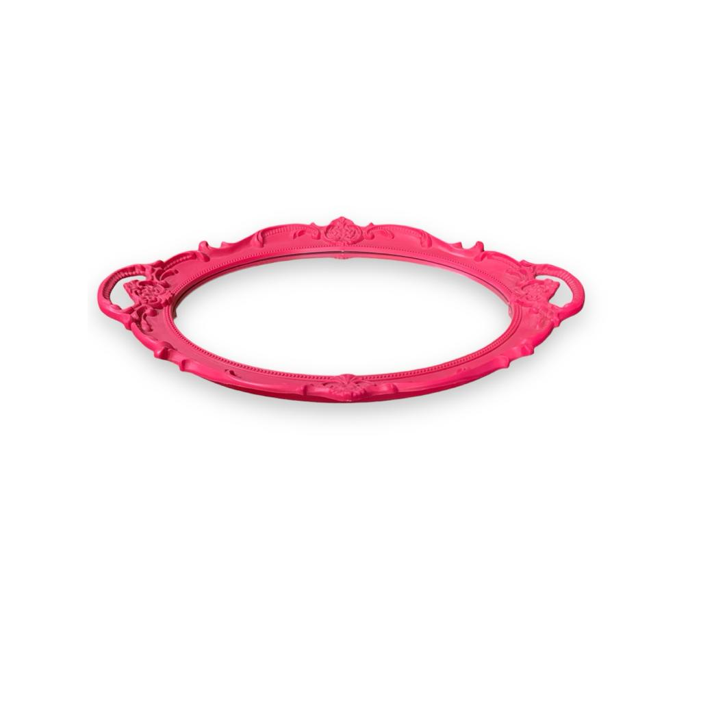 Bandeja Oval Com Espelho - Pink - Pink - i9festas