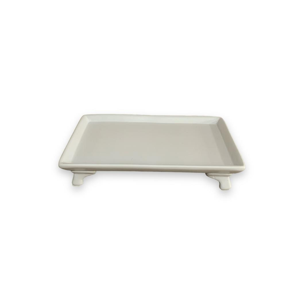 Bandeja Retangular Lisa Com Pé - Cinza Fosco - Cinza - i9festas