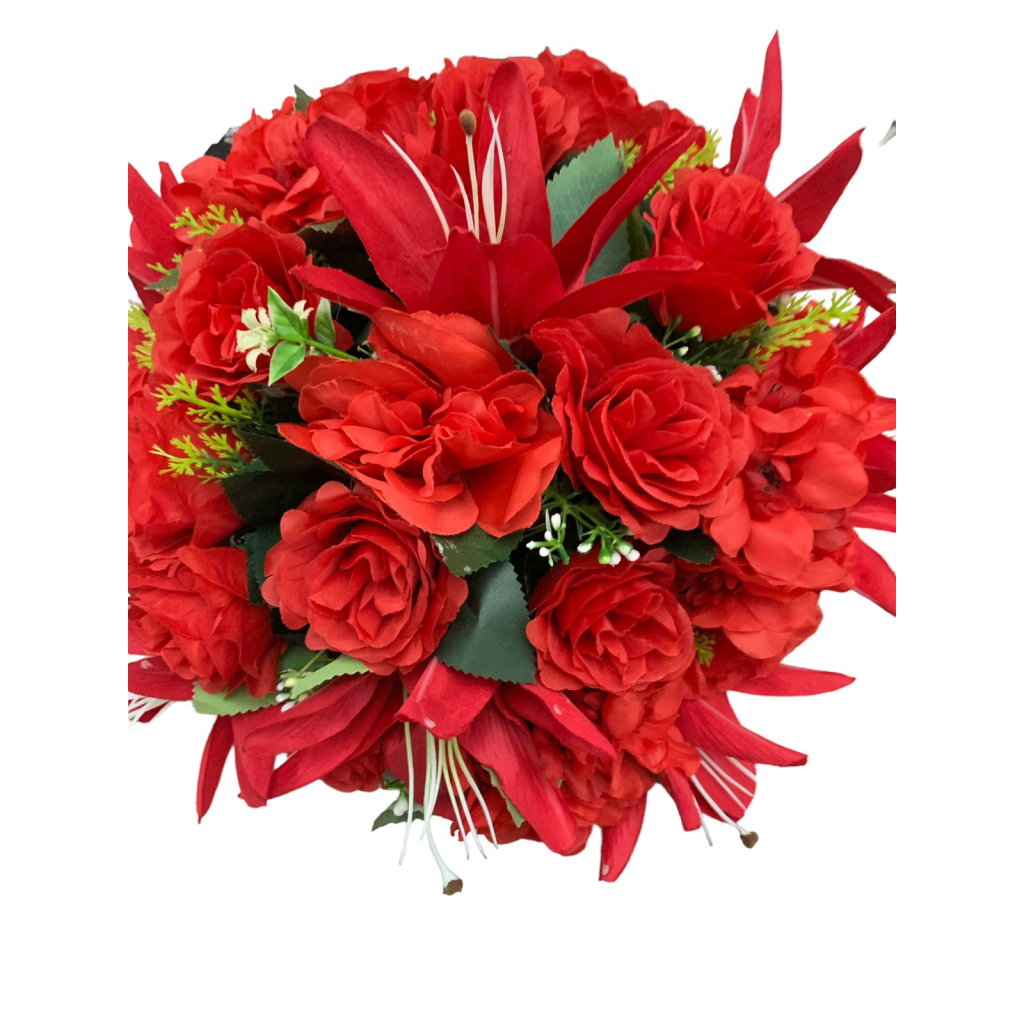 Arranjo de Flores Artificiais Com Lírio Pequeno Vermelho - Vermelho - i9festas