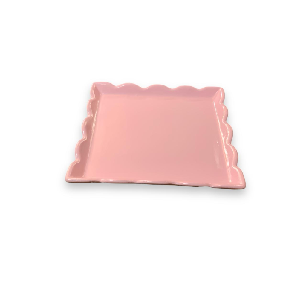 Bandeja Quadrada Com Pé Gominho - Rosa Candy - Rosa Candy - i9festas