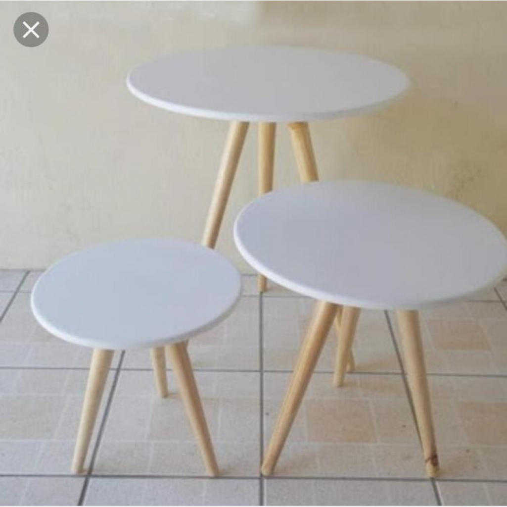 Trio de Mesinhas Pés Palito Tampo Branco - i9festas