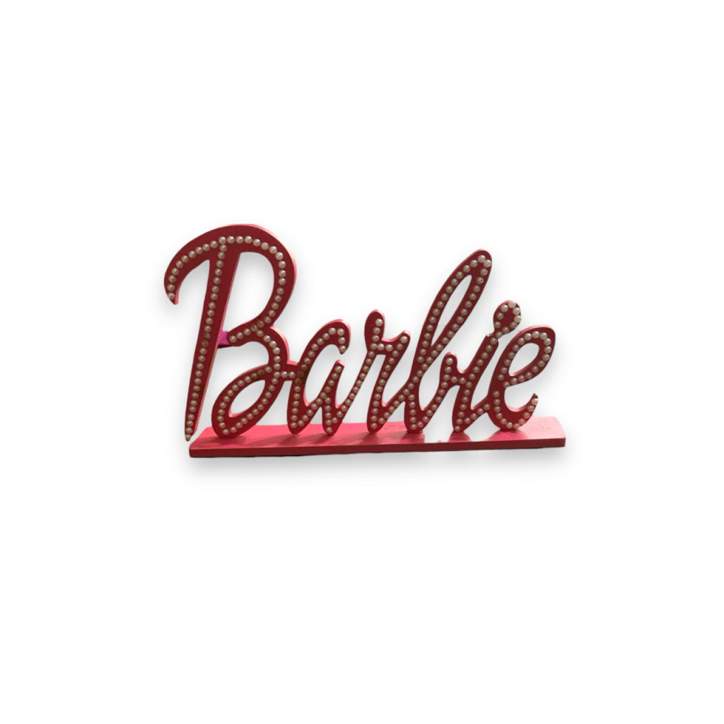 Letreiro Barbie de Mdf - Rosa - i9festas