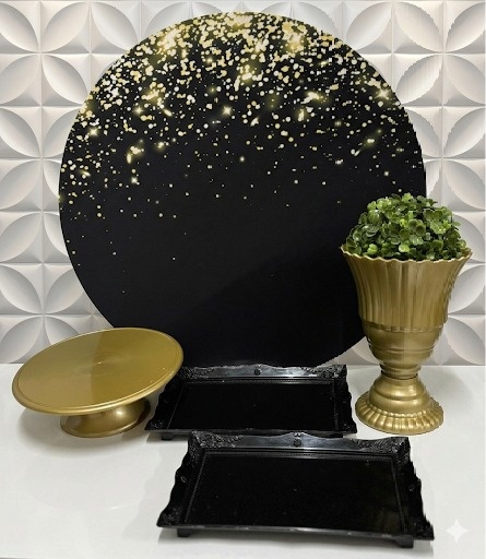 Kit Mesa Preto E Dourado  - GabiSantosDecor