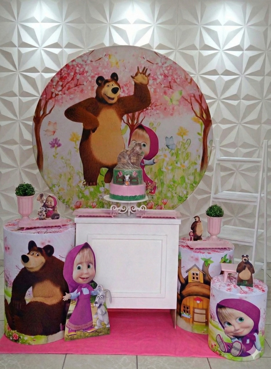 Marsha E O Urso Rosa Ouro  - GabiSantosDecor