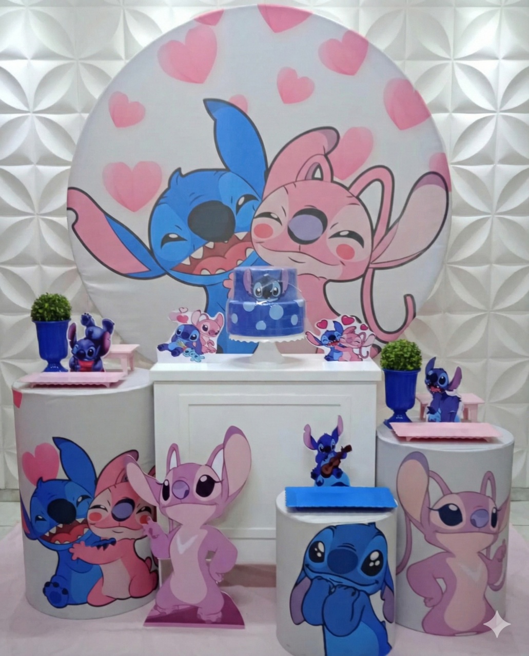 Stitch E Angel Ouro  - GabiSantosDecor