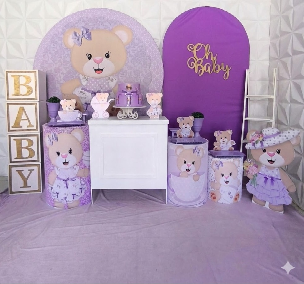Ursa Lilás Super Luxo  - GabiSantosDecor