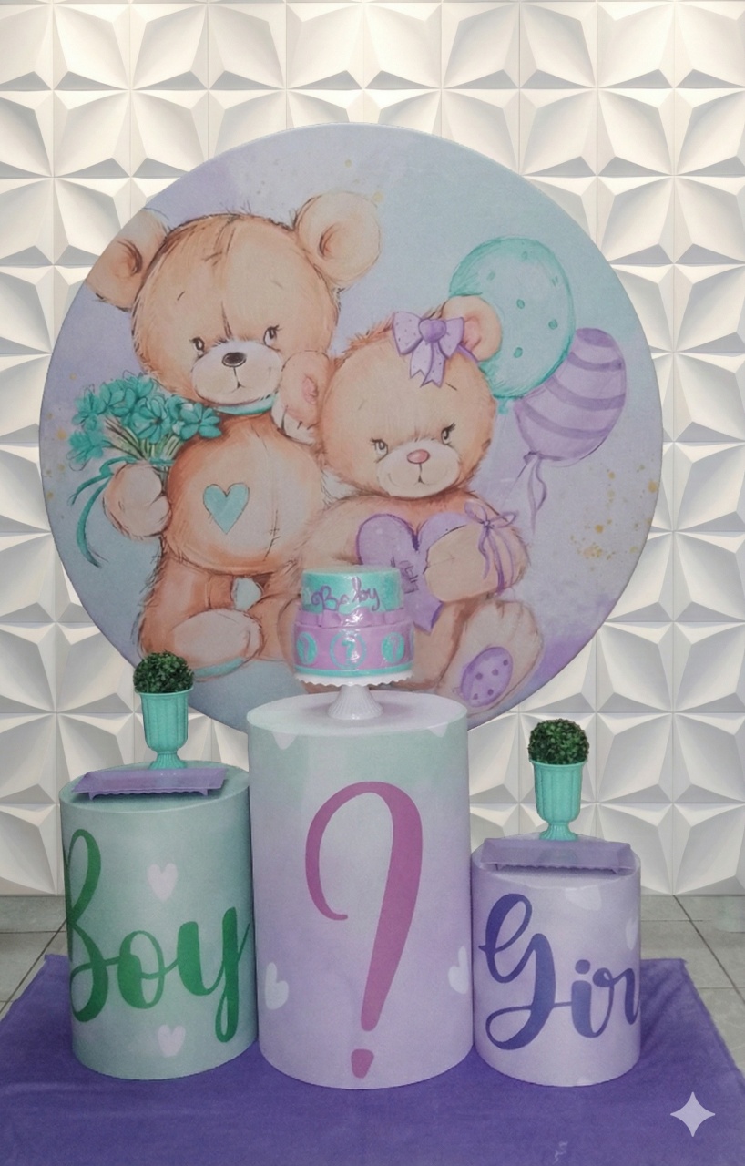 Revelação Verde E Lilás Bronze  - GabiSantosDecor