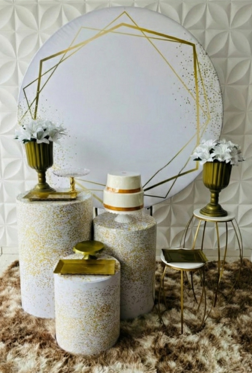 Branco E Dourado Geo - GabiSantosDecor
