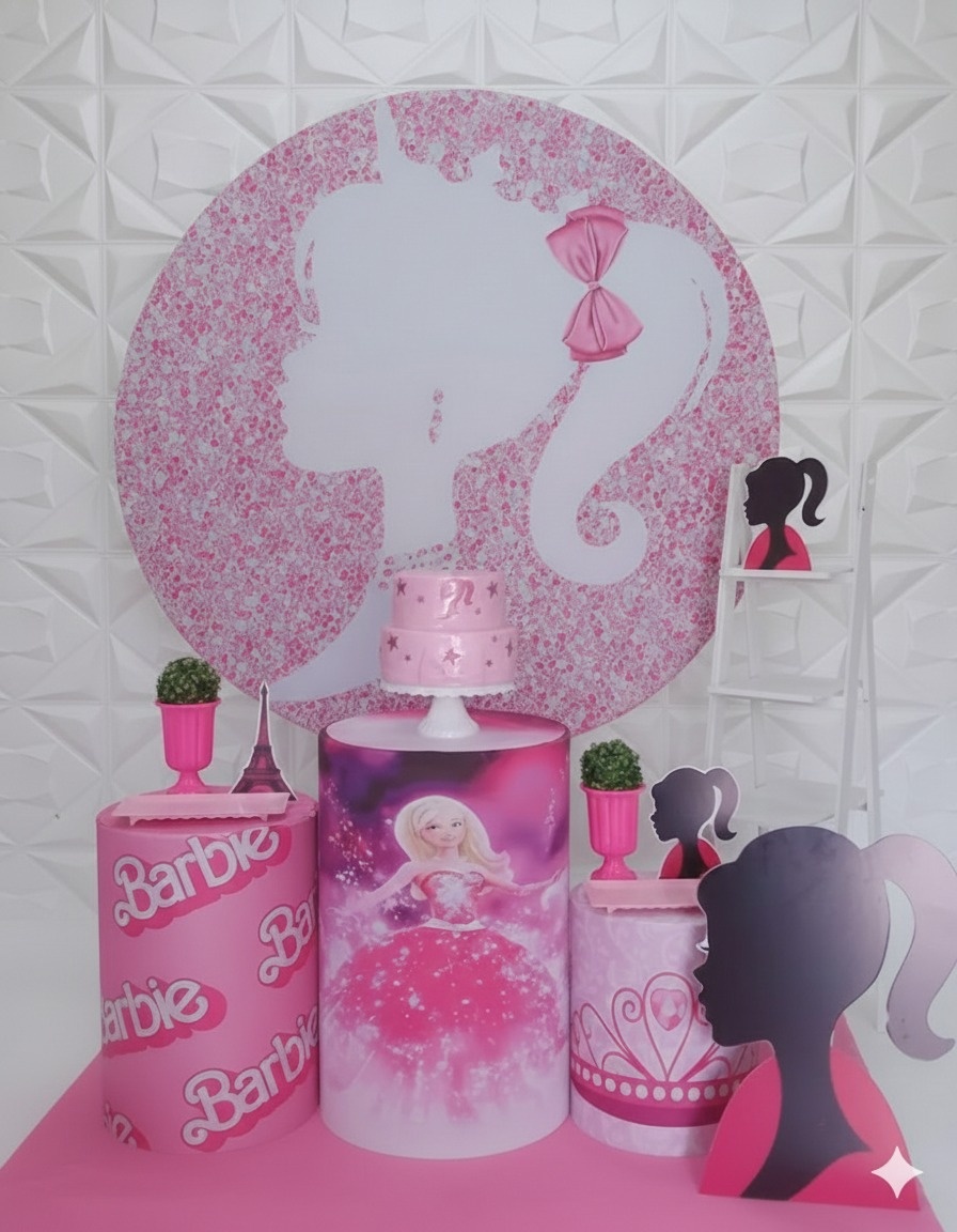 Barbie Silhueta Branca Prata - GabiSantosDecor