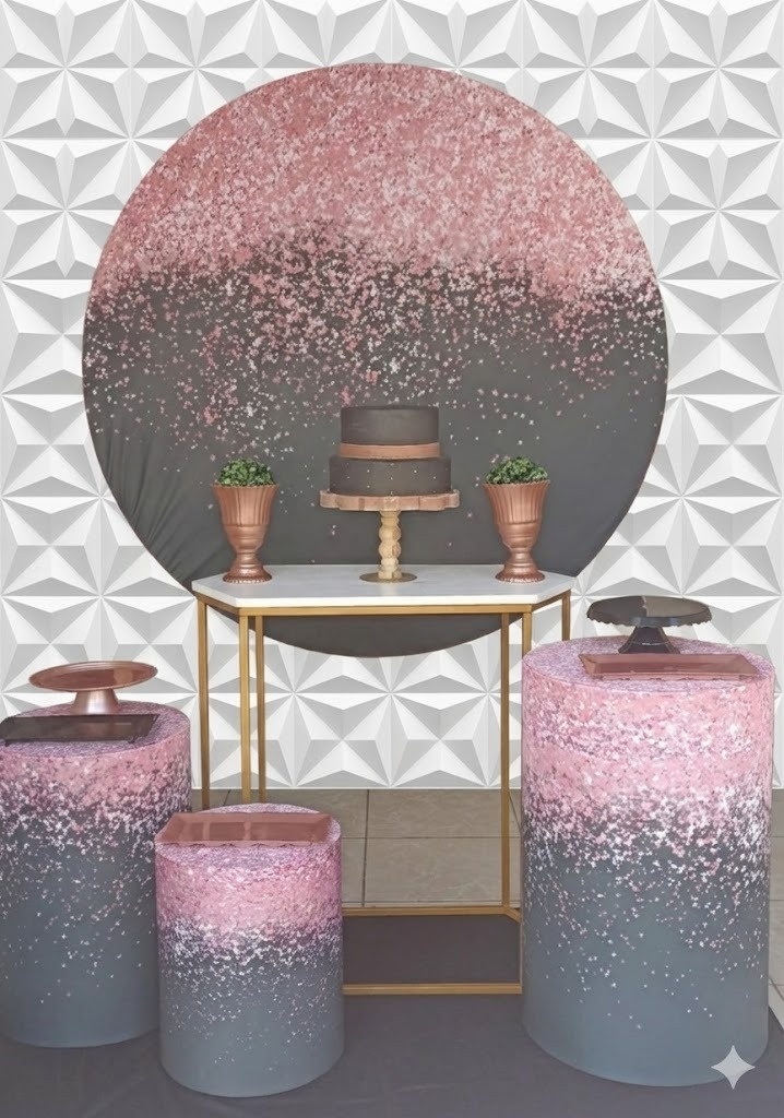 Preto Com Rosa Sextavado - GabiSantosDecor