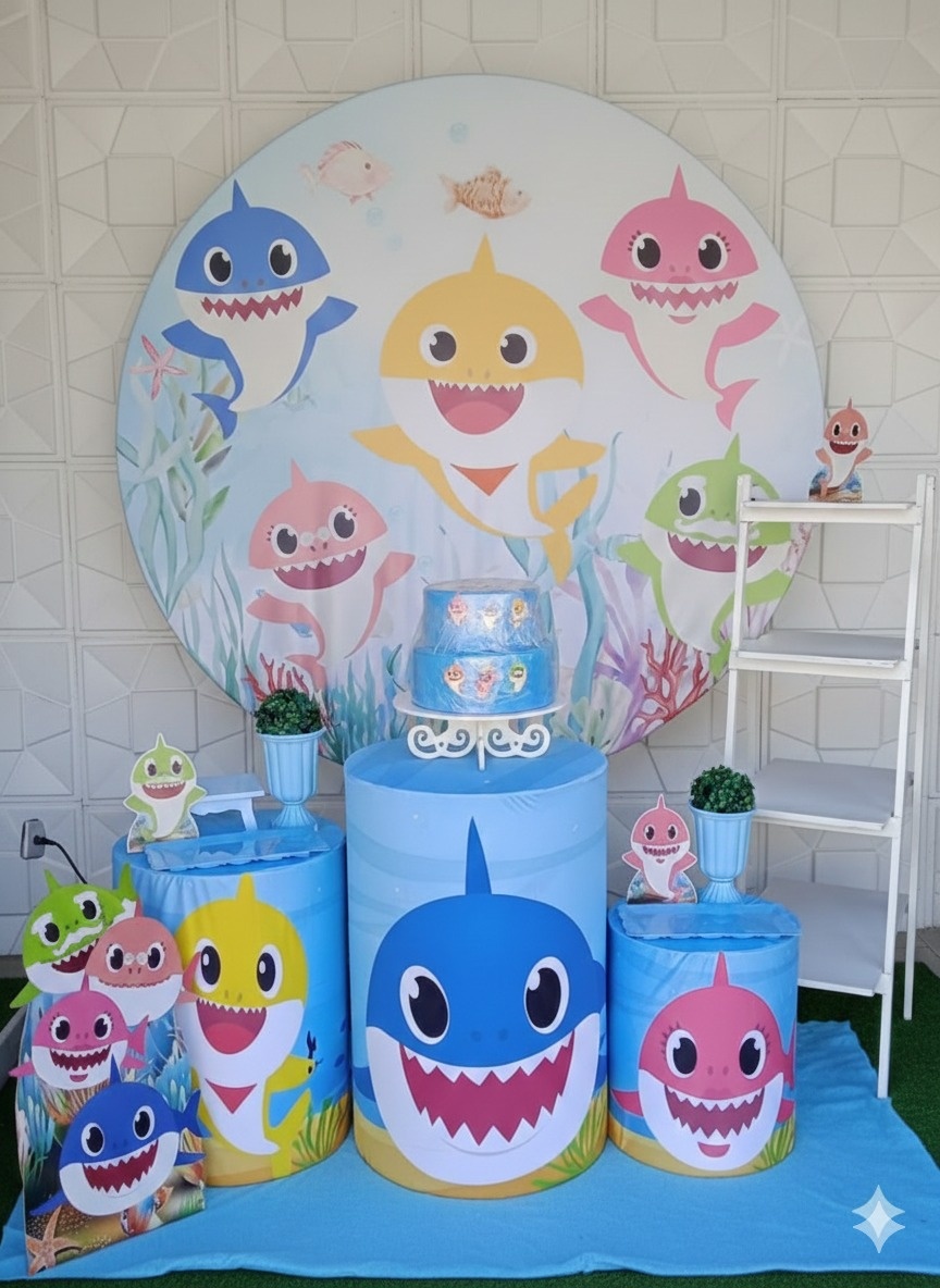 Baby Shark Azul Prata - GabiSantosDecor