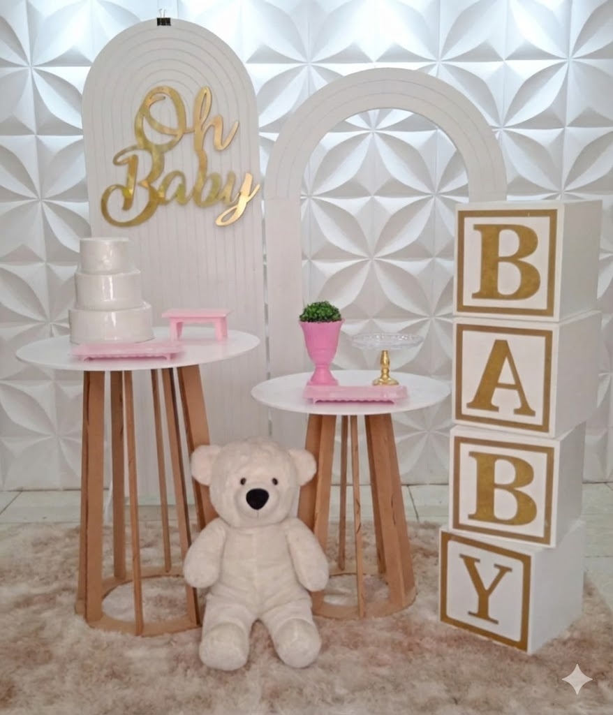 Ripado E Vazado Mesa Redonda Rosa - GabiSantosDecor