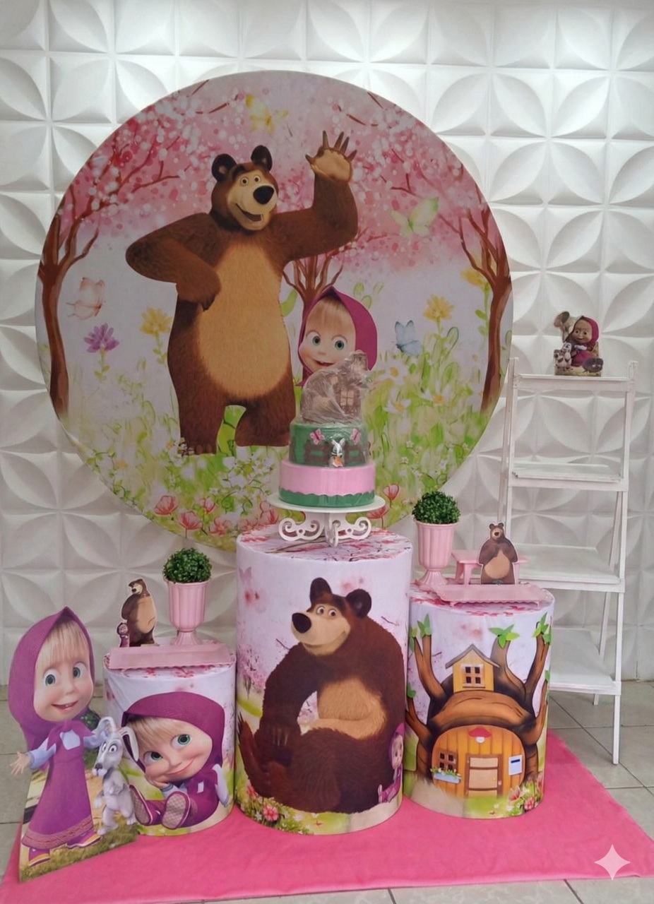 Marsha E O Urso Rosa Prata  - GabiSantosDecor