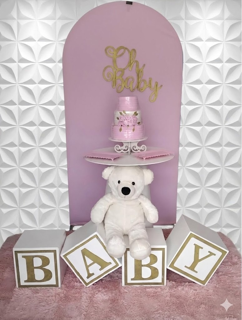 Kit Rosa Chá de Bebê  - GabiSantosDecor