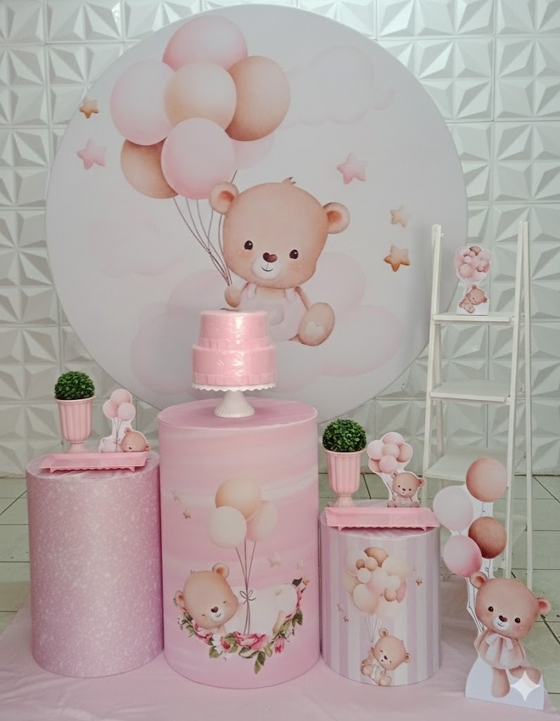 Ursa Com Balão Prata  - GabiSantosDecor