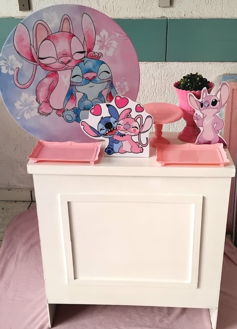Kit Mesa Stitch E Angel 2 Prata - GabiSantosDecor