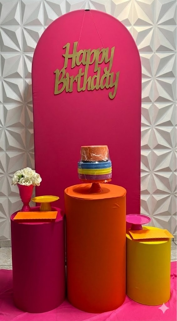 Kit Pink Com Laranja Cilindro  - GabiSantosDecor
