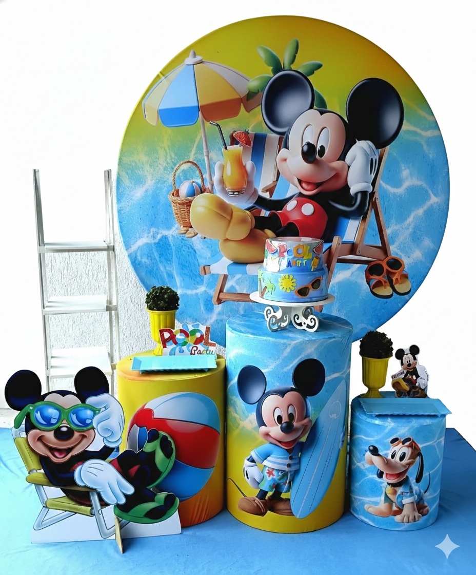 Mickey Pool Party Prata - GabiSantosDecor
