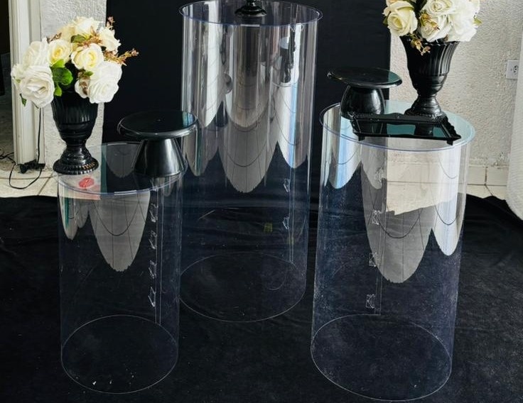 Trio Cilindro Acetado E Acrilico Transparente - GabiSantosDecor