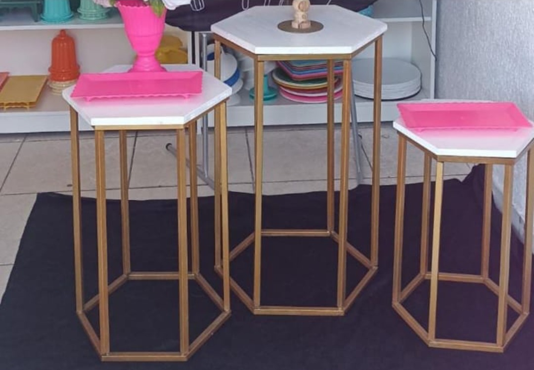 Trio Mesa Sextavado  - GabiSantosDecor