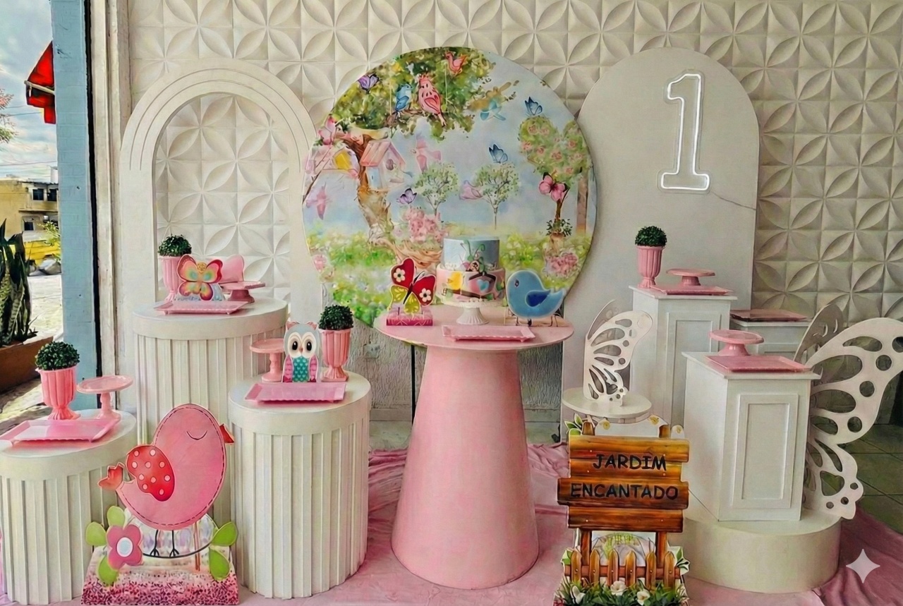 Jardim Encantado Rosa - GabiSantosDecor