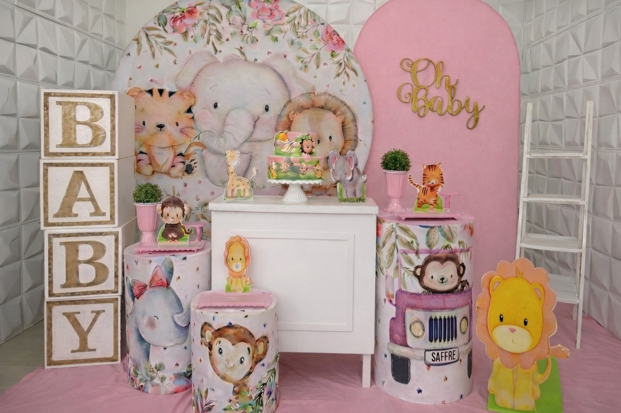 Safari Rosa Baby Luxo - GabiSantosDecor
