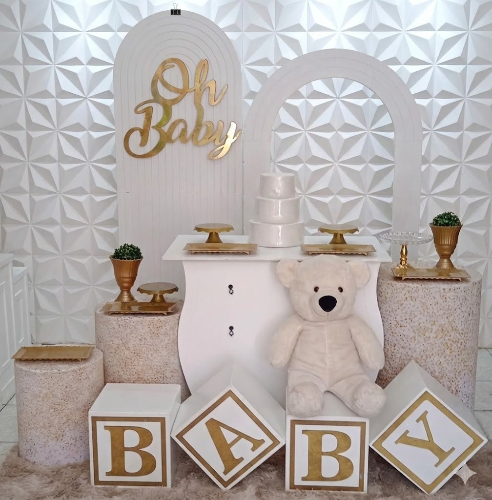 Oh Baby Ripado E Vazado Dourado  - GabiSantosDecor