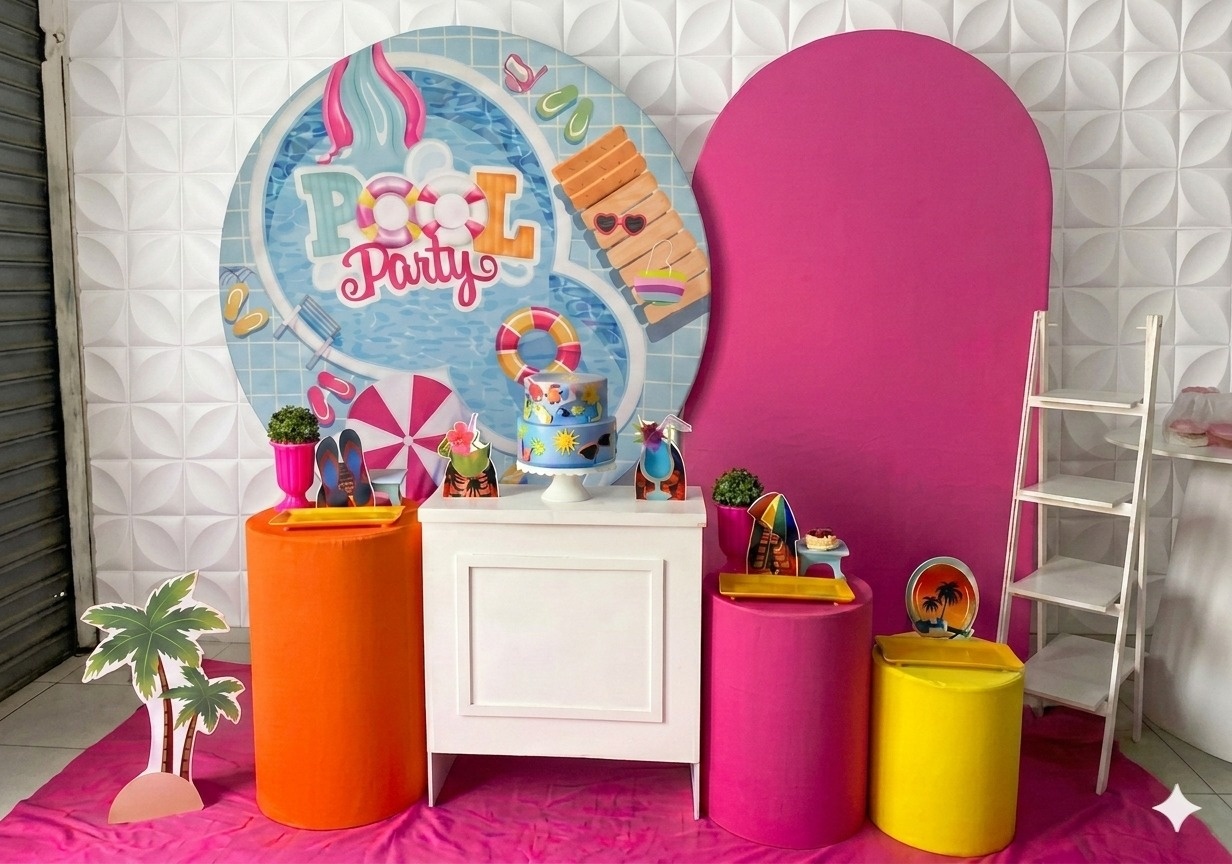 Pool Party Luxo  Pink - GabiSantosDecor
