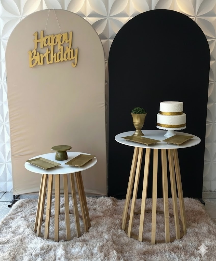 Kit Preto E Bege Mesa Vazada - GabiSantosDecor