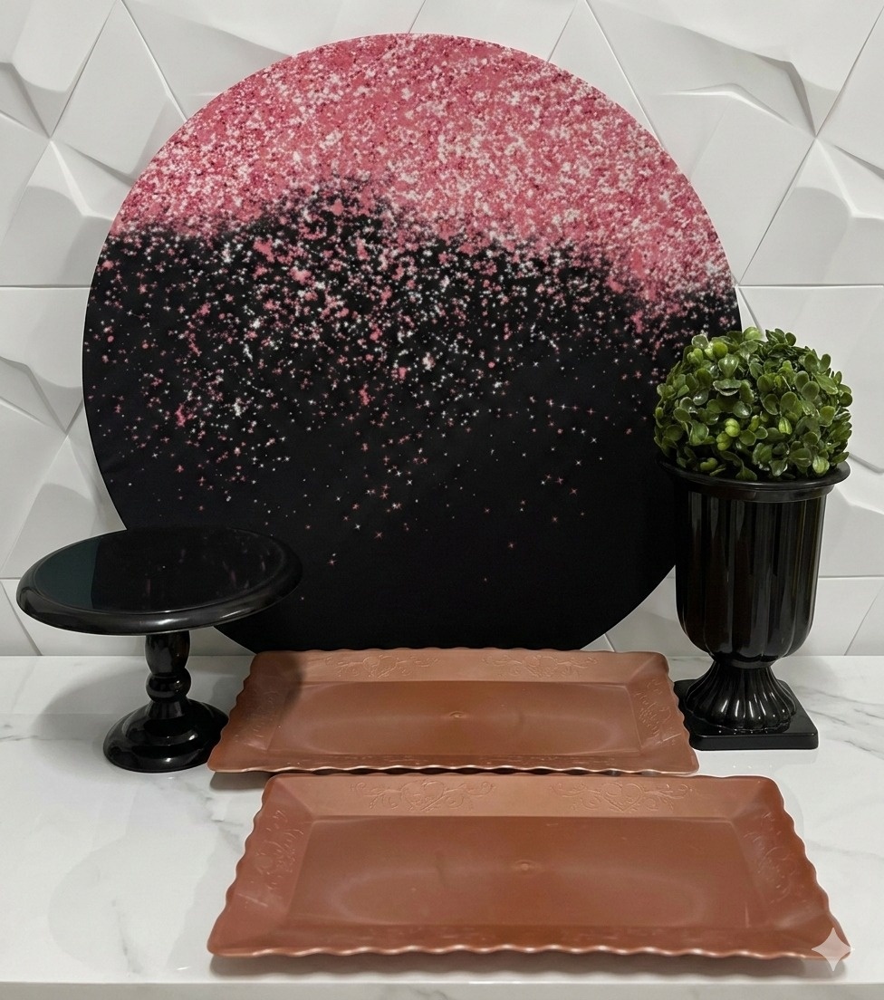 Kit Mesa Preto E Rosa  - GabiSantosDecor