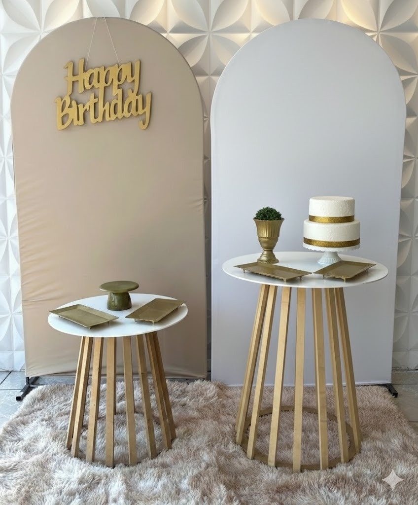 Kit Bege E Branco Mesa Vazada - GabiSantosDecor