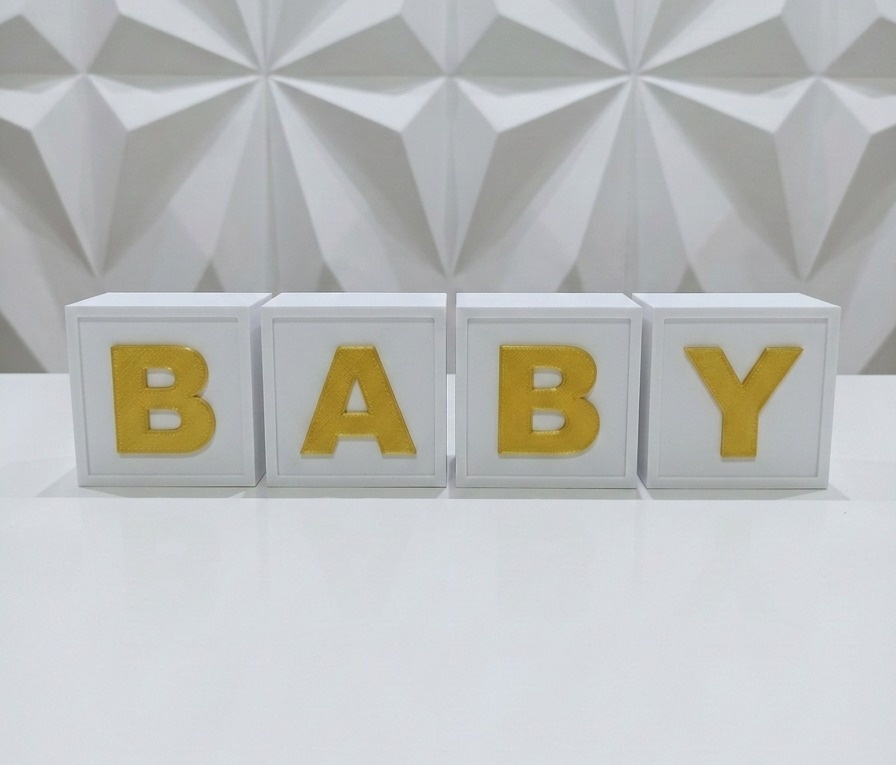 Cubo Baby Mesa Branco Com Dourado  - GabiSantosDecor