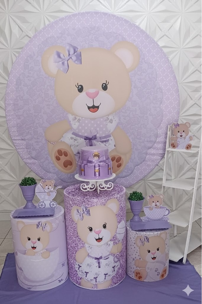 Ursa Lilás Prata  - GabiSantosDecor