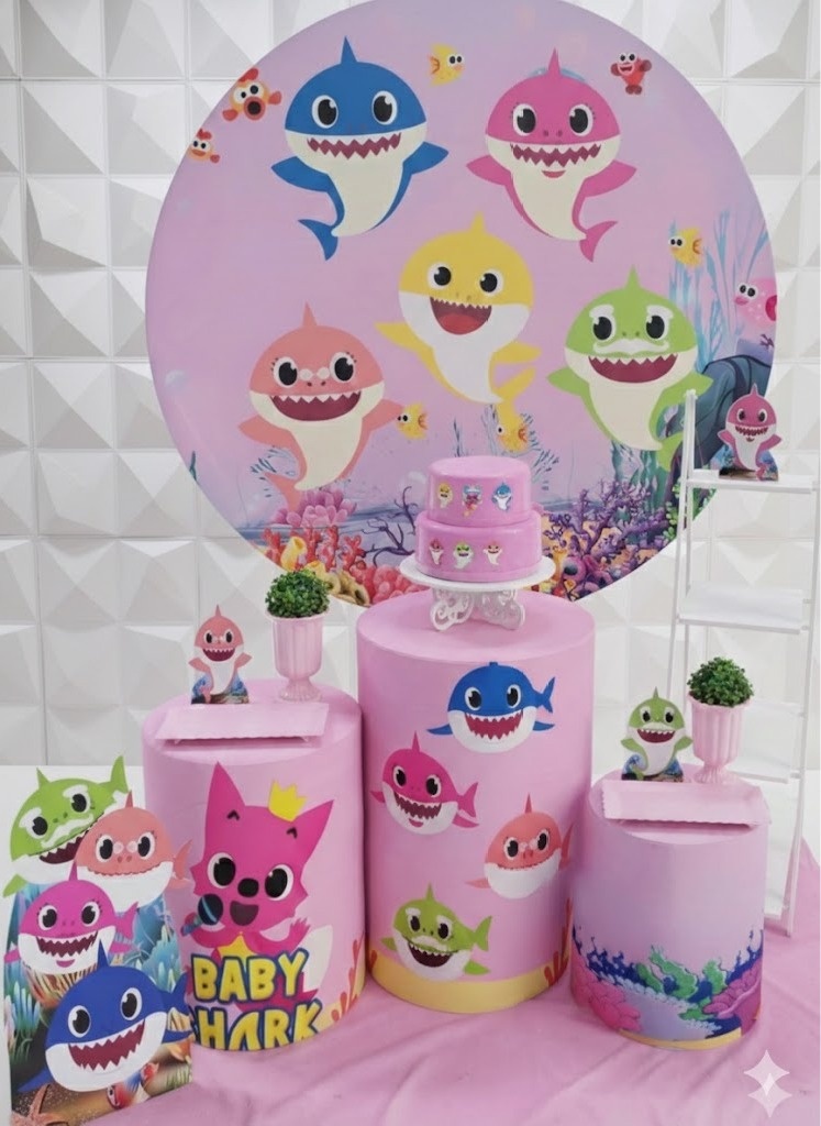 Baby Shark Rosa Prata - GabiSantosDecor