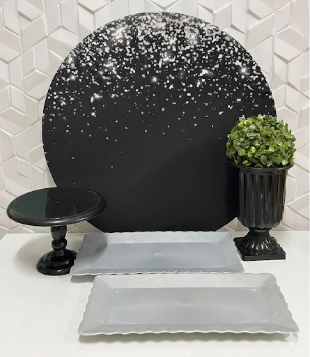 Kit Mesa Preto E Prata  - GabiSantosDecor