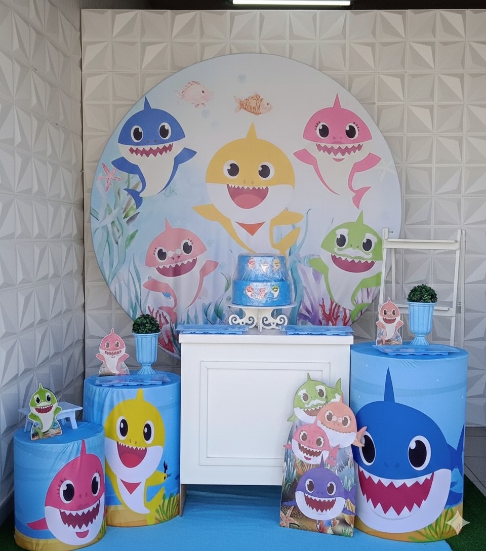Baby Shark Azul Ouro  - GabiSantosDecor