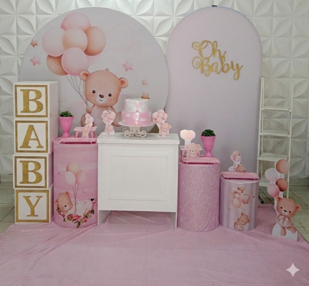 Ursa Com Balão Super Luxo  - GabiSantosDecor