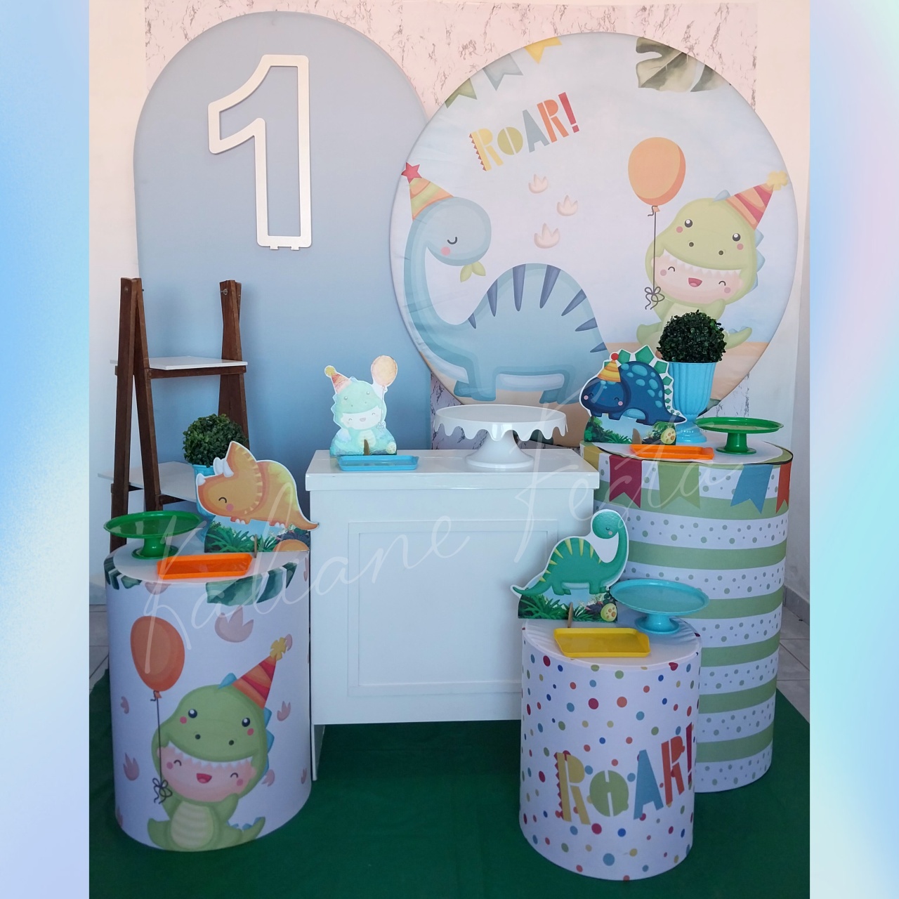 Dino Baby 1 - Kit Diamante Com Numeração - Kaliane Festa Pegue e Monte
