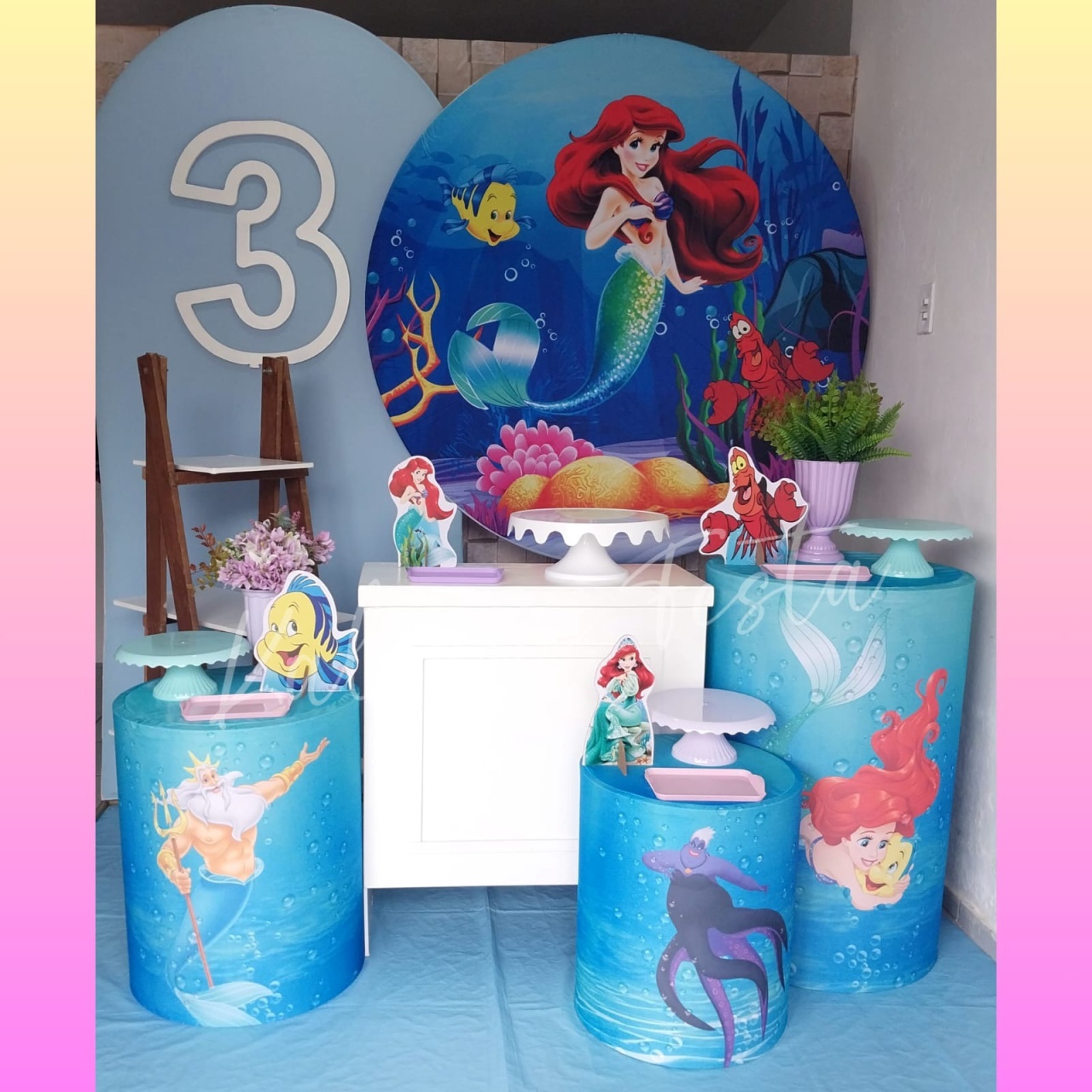 Ariel 2 Com Número - Kit Diamante Com Numeração - Kaliane Festa Pegue e Monte