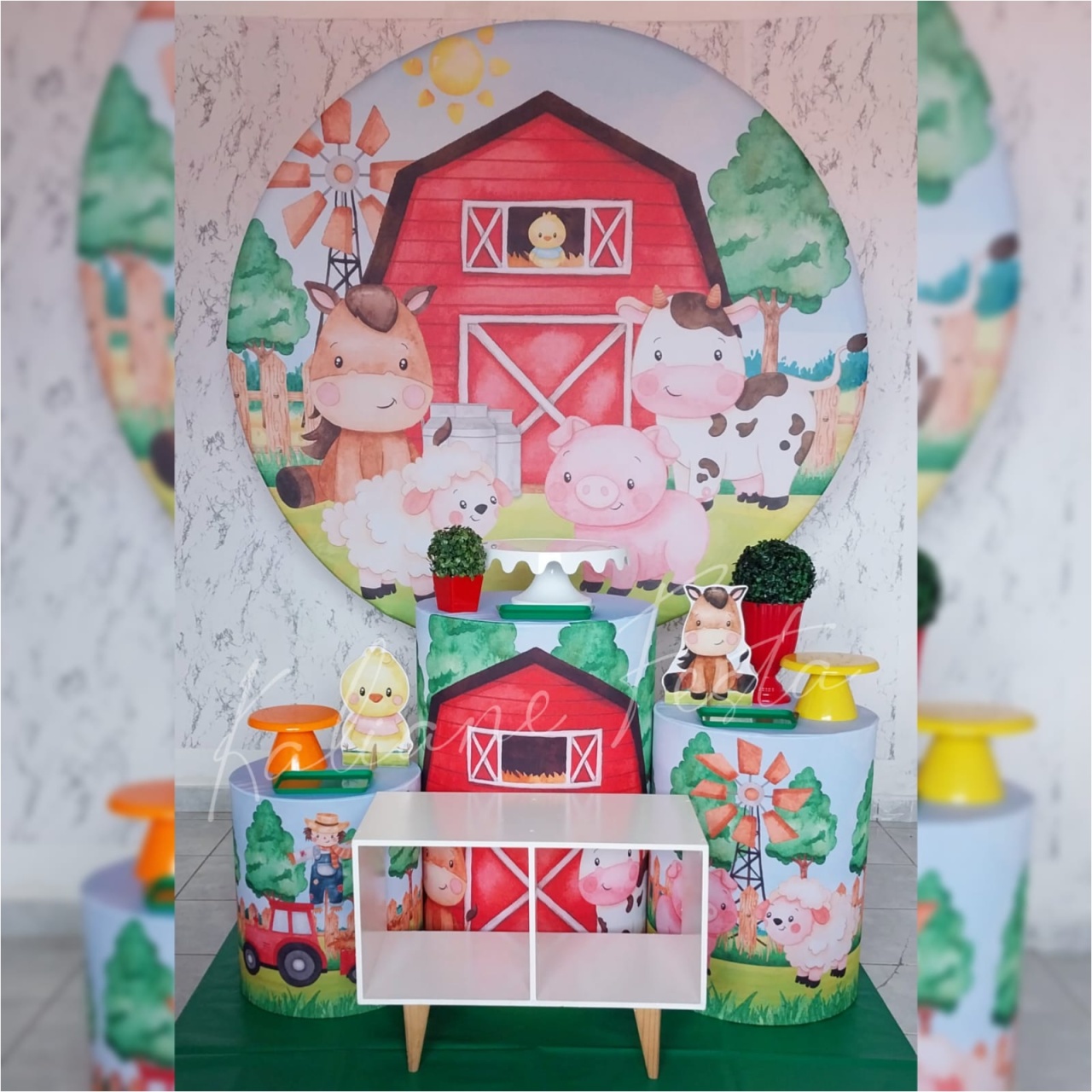 Fazendinha Menino Chá de Bebê - Kit Prata - Kaliane Festa Pegue e Monte