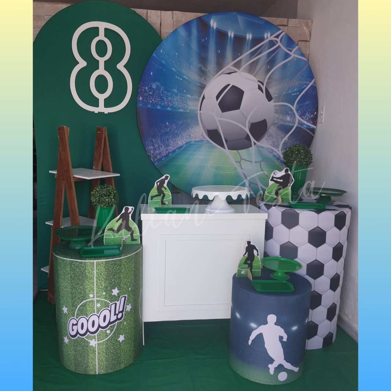 Futebol Bandejas Verde Com Número - Kit Diamante Com Numeração  - Kaliane Festa Pegue e Monte