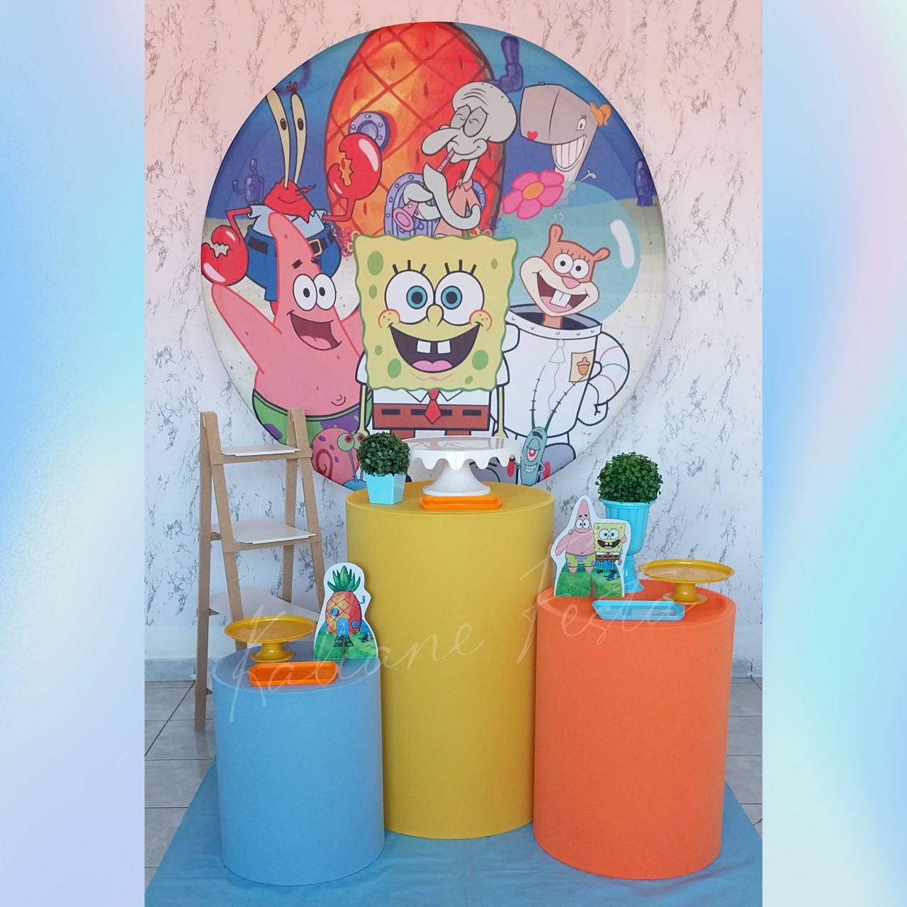 Bob Esponja - Kit Prata - Kaliane Festa Pegue e Monte