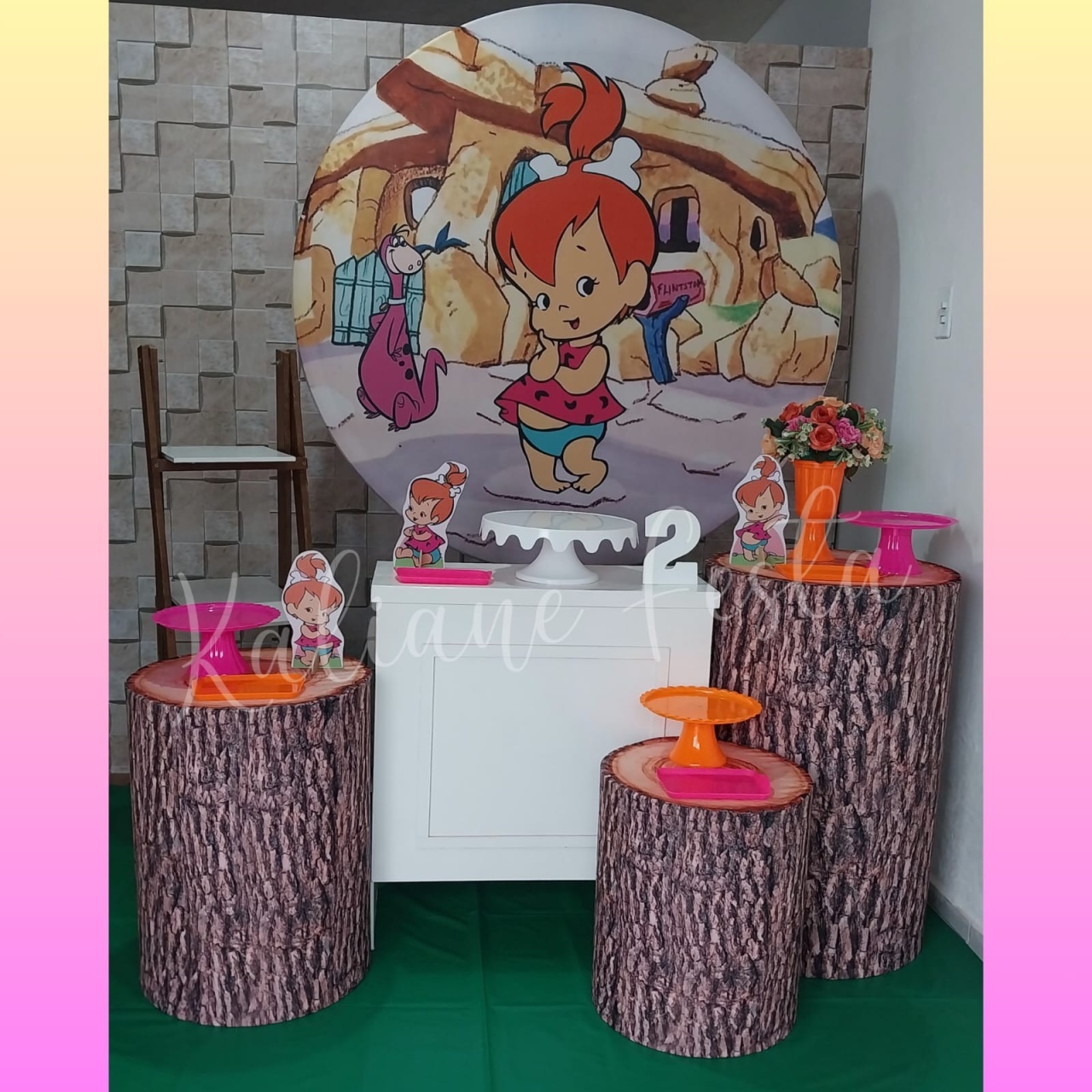  Pedrita Pink E Laranja - Kit Ouro - Kaliane Festa Pegue e Monte