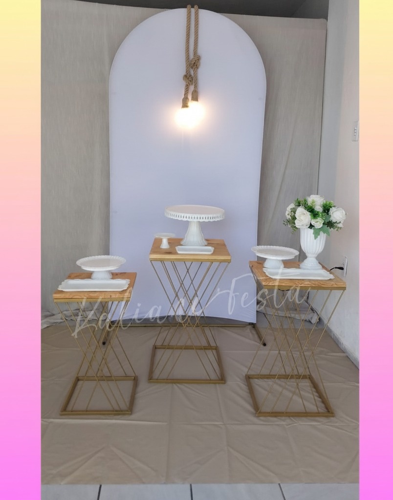 Branco Com Luzes Mesas de Ferro - Kit Premium - Kaliane Festa Pegue e Monte