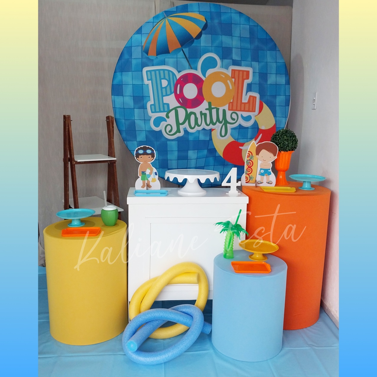  Pool Party Menino  - Kit Ouro - Kaliane Festa Pegue e Monte