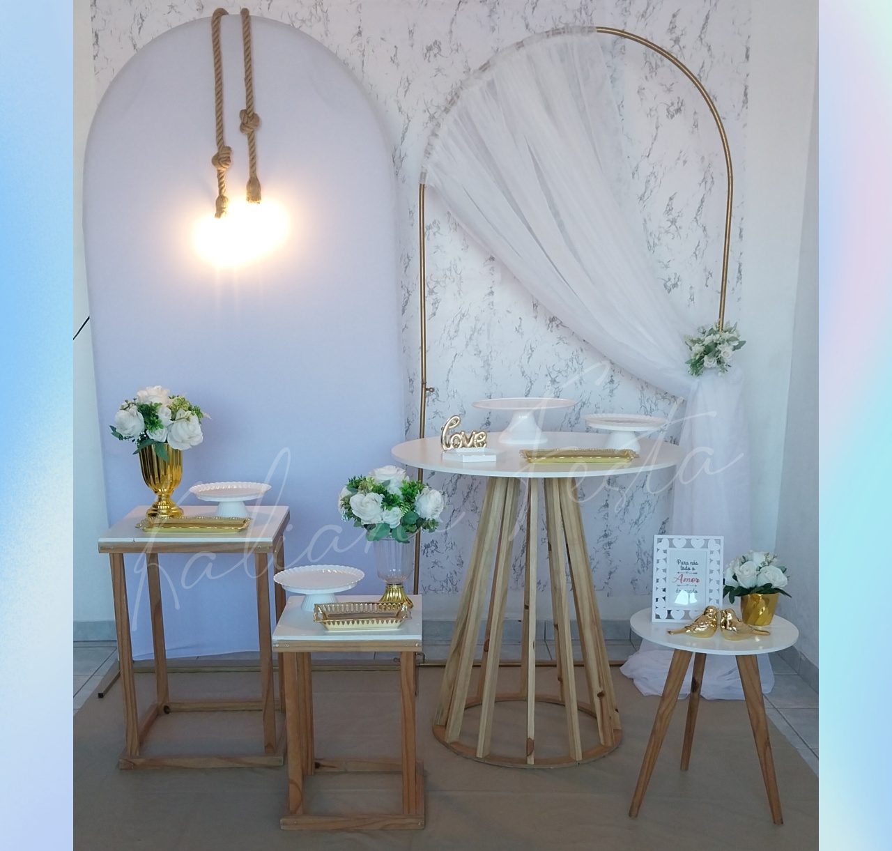 Kit Luxo Casamento Branco E Dourado - Kaliane Festa Pegue e Monte